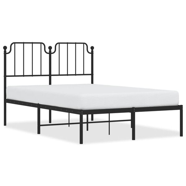 vidaXL Cadre de lit métal sans matelas avec tête de lit noir 120x190cm