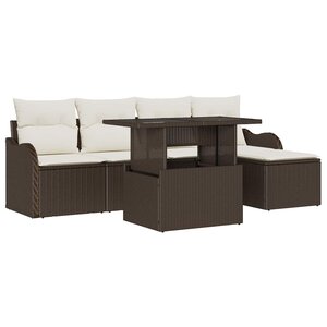 vidaXL Ensemble de canapé de jardin 6 Pièces Marron Poly Rattan