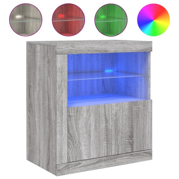 vidaXL Buffet avec lumières LED sonoma gris 60 5x37x67 cm