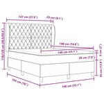 vidaXL Lit à ressorts avec matelas gris foncé 140x190 cm en velours