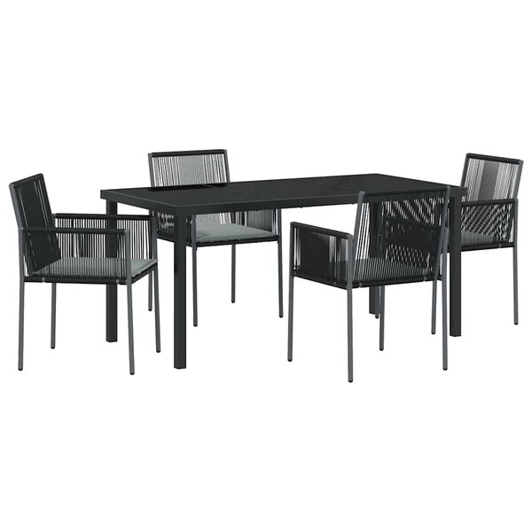 vidaXL Ensemble de salle à manger pour jardin 5 Pièces Noir Poly rotin