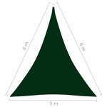 vidaXL Voile de parasol Tissu Oxford triangulaire 5x6x6 m Vert foncé