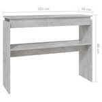 vidaXL Table console gris béton 102x30x80 cm bois d'ingénierie