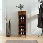 vidaXL Meuble à chaussures chêne fumé 30x35x105 cm bois d'ingénierie