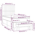 vidaXL Sommier à lattes de lit avec matelas Gris foncé 80x200 cm Tissu