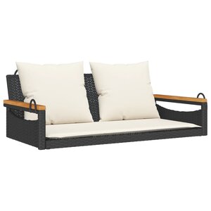 vidaXL Balancelle avec coussins noir 109x62x40 cm résine tressée