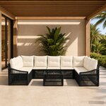 vidaXL Ensemble de canapé de jardin 10 pc Noir polyrotin