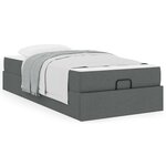 vidaXL Cadre de lit avec matelas Gris foncé 90 x 190 cm tissu