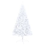 vidaXL Demi-arbre de Noël artificiel pré-éclairé et boules blanc 150cm