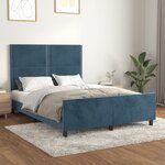 vidaXL Cadre de lit avec tête de lit Bleu foncé 140x200 cm Velours