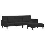 vidaXL Canapé-lit à 2 places avec repose-pied noir velours
