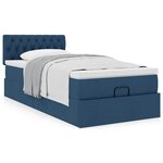 vidaXL Cadre de lit ottoman avec matelas bleu 90x190 cm tissu