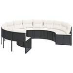 vidaXL Canapé de jardin avec table coussins rond noir résine tressée