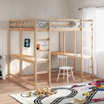 vidaXL Lit superposé et bureau et échelle 160x200cm bois de pin massif