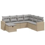 vidaXL Salon de jardin avec coussins 7Pièces mélange beige résine tressée
