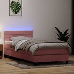vidaXL Sommier à lattes de lit avec matelas et LED rose 90x220 cm velours