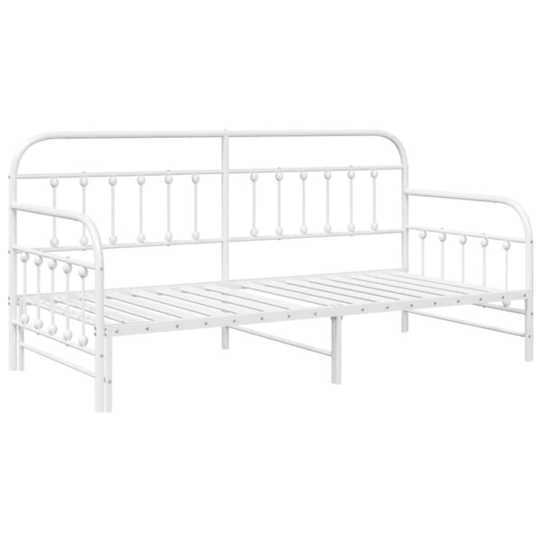 vidaXL Cadre de lit de jour avec tête de lit Blanc 107 x 203 cm Acier