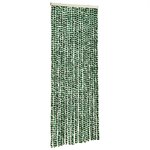 vidaXL Rideau anti-mouches vert et blanc 100x230 cm chenille