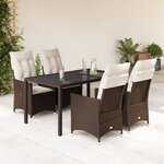 vidaXL Ensemble à manger de jardin 5 Pièces et coussins marron poly rotin