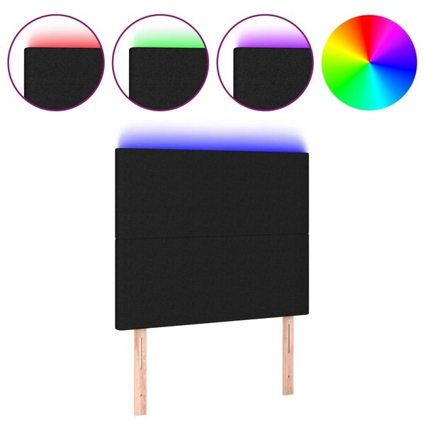 vidaXL Tête de lit à LED Noir 80x5x118/128 cm Tissu