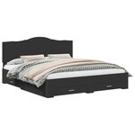 vidaXL Cadre de lit avec tiroir Noir 200 x 200 cm Bois d'ingénierie