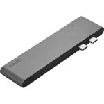 QDOS PowerLink Pro 7 en 1 Hub USB-C 7-en1 - Gris Sideral