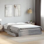 vidaXL Cadre de lit avec tiroirs sans matelas sonoma gris 150x200 cm