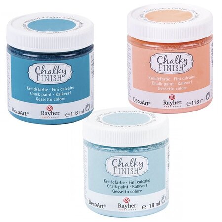 Peinture craie Chalky Finish 118 ml x 3 - bleu-orange-bleu/gris