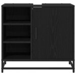vidaXL Meuble de Lavabo de Salle de Bain Chêne noir 65 x 33 x 60 cm
