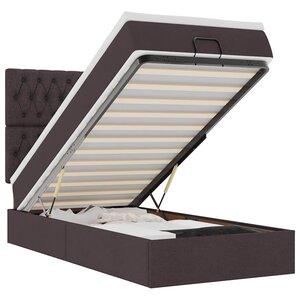 vidaXL Cadre de lit ottoman avec matelas marron foncé 80x200 cm tissu