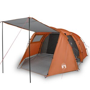 vidaXL Tente de camping tunnel 4 personnes gris et orange imperméable
