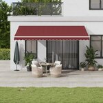vidaXL Auvent manuel rétractable avec LED bordeaux 500x300 cm