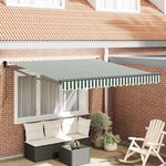 vidaXL Auvent Rayé Vert et blanc 3 x 2 5 m Polyester et métal