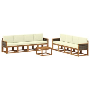 vidaXL Ensemble de canapés d'extérieur 9 pc Naturel et Crème