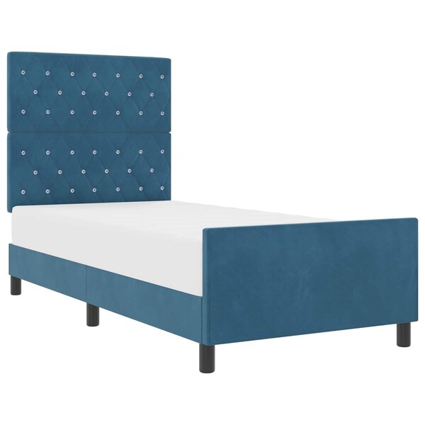 vidaXL Lit à ressorts avec tête de lit Bleu foncé 90 x 200 cm Velours