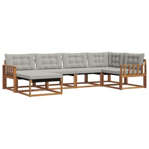 vidaXL Ensemble de canapés d'extérieur 6 Pièces Gris Naturel et Clair