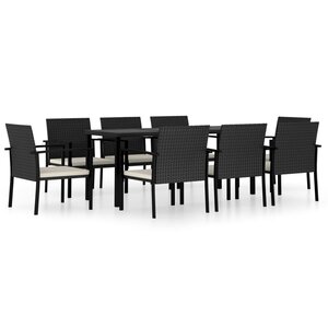 vidaXL Ensemble à manger de jardin 9 Pièces Résine tressée Noir