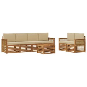 vidaXL Ensemble de canapés d'extérieur 7 Pièces Naturel et Beige