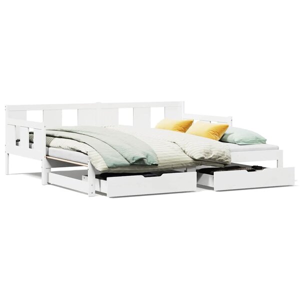 vidaXL Lit de jour avec gigogne et tiroirs sans matelas blanc 80x200cm