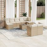vidaXL Salon de jardin avec coussins 10 Pièces beige résine tressée