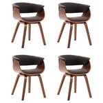 vidaXL Chaises à manger lot de 4 gris bois courbé et tissu