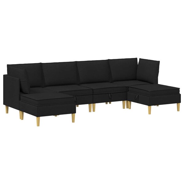 vidaXL Canapé modulaire avec rangement 6 Pièces Noir Tissu