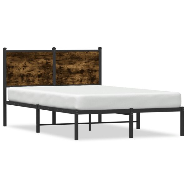 vidaXL Cadre de lit en métal sans matelas chêne fumé 120x190 cm