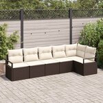 vidaXL Ensemble de canapé de jardin 6 Pièces Marron Poly rotin