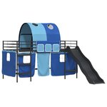 vidaXL Lit mezzanine pour enfants Noir et Bleu 99 5 x 200 cm Métал