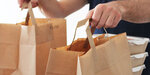 Lot de 100 sacs cabas en papier kraft brun marron havane avec poignée plate 260 x 140 x 290 mm 10 Litres résistant papier 80g/m² non imprimé