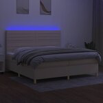 vidaXL Sommier à lattes de lit et matelas et LED Crème 200x200cm Tissu