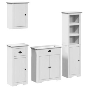 vidaXL Meubles de salle de bain 4 Pièces BODO blanc bois de pin massif