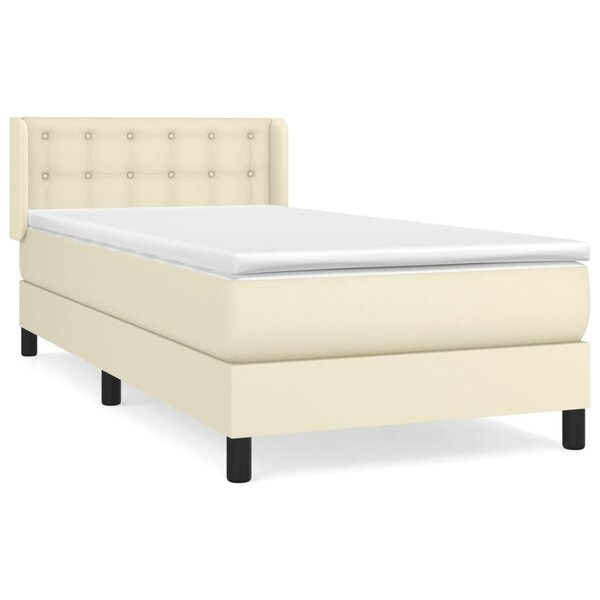 vidaXL Sommier à lattes de lit avec matelas Crème 100x200cm Similicuir