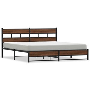 vidaXL Cadre de lit en métal sans matelas chêne marron 180x200 cm